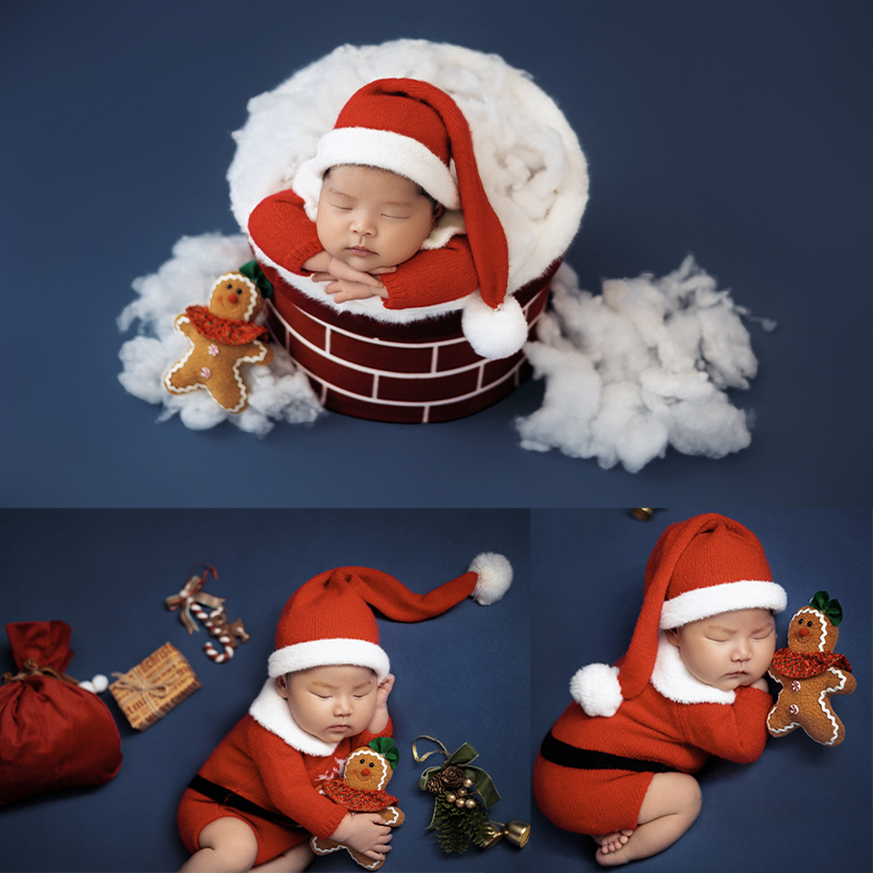 Baby Clothing Accessories - Kerstman pasgeboren fotokleding baby kerstmuts rompertjes