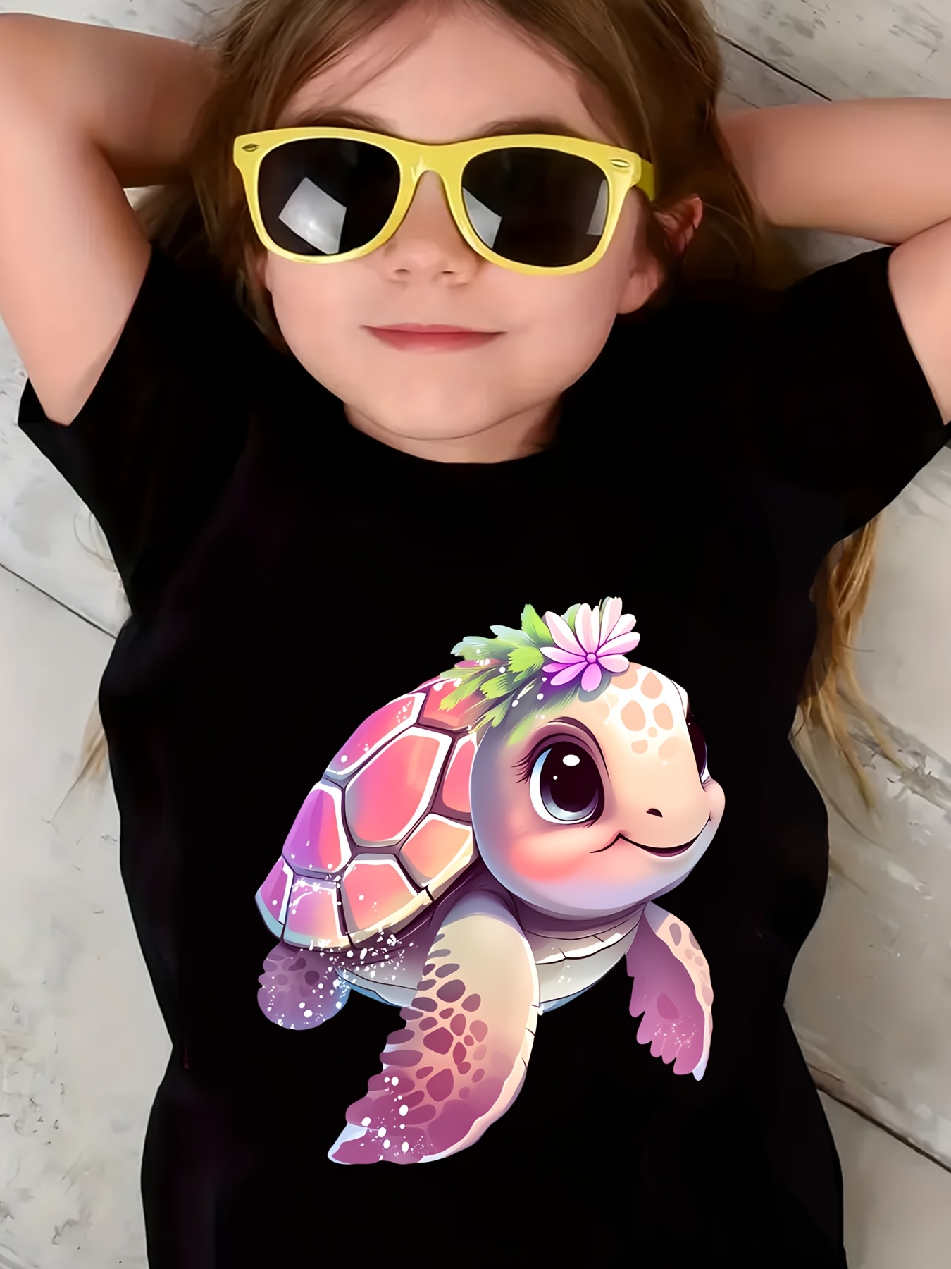 Baby Clothing Cheap - Baby Meisje Kawaii Roze Schildpad Grafisch