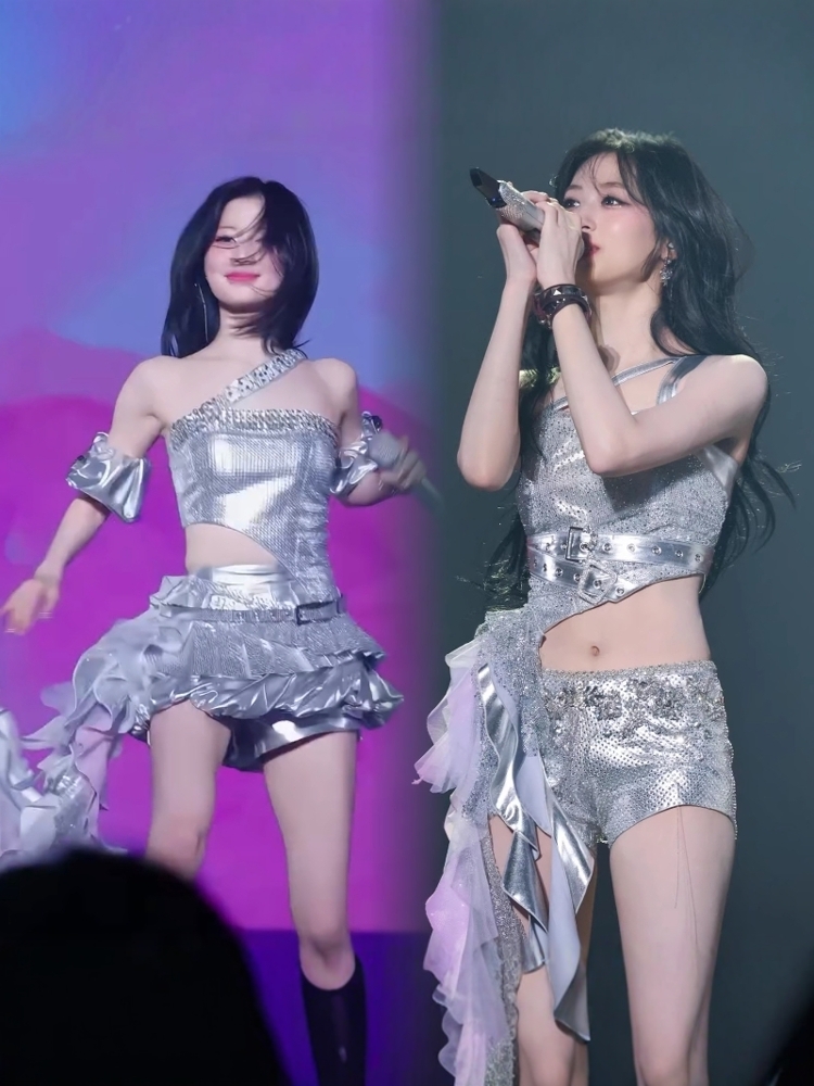 Baby Clothing Usa - Zilveren zwaar industriële Kpop dansvoorstelling kostuum